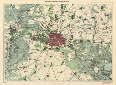 Map of Berlin, Published by D. Reimer Verlag, Berlin by Leopold Kraatz